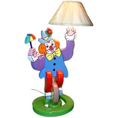 LAMPE CLOWN bois laqu