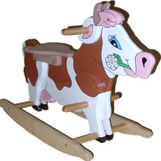 JOUET VACHE en BOIS A BASCULE